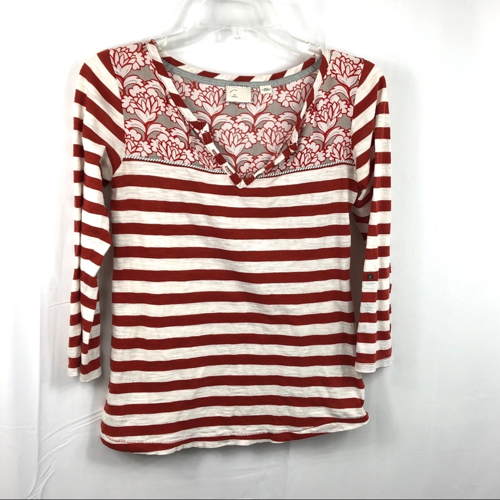 Postmark Mixed Pattern Rust & Cream Henley Xs - image 1